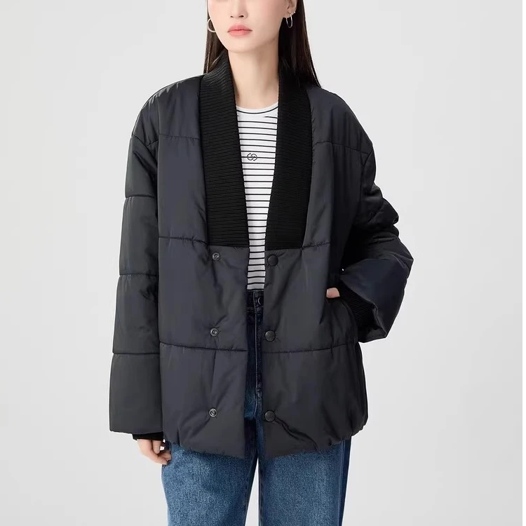 【商场同款】时尚新款棉服外套女宽松简约保暖百搭设计感1400804