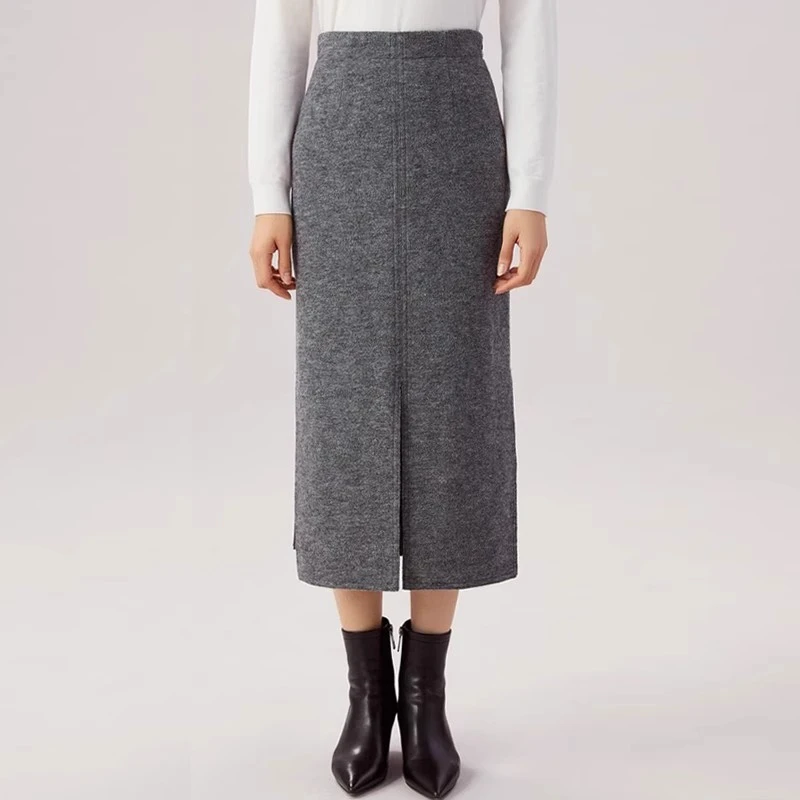 【商场同款】秋冬新款纯色雪纱包臀开叉显瘦半身鱼尾裙1200232