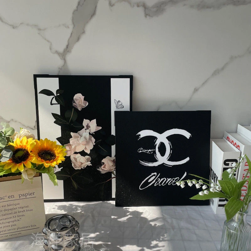 北欧ins风山茶花装饰画拍照道具鞋柜桌面摆画卧室床头无框挂画