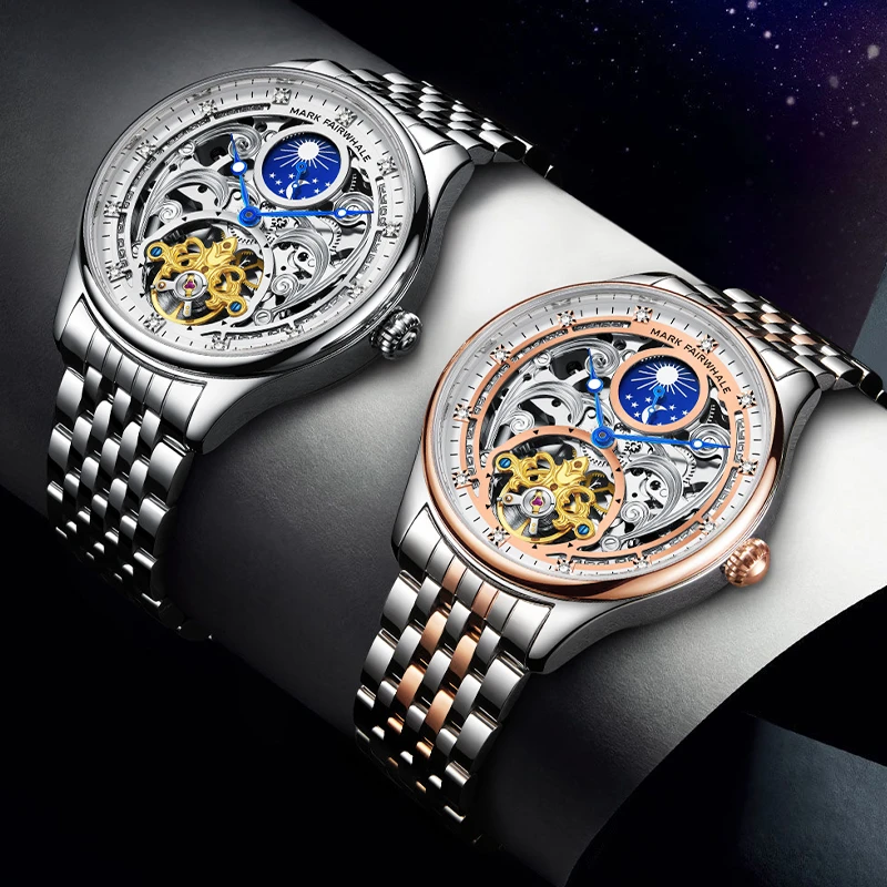 马克华菲手表男全自动机械时尚男士日月星辰经典镂空商务腕表6750