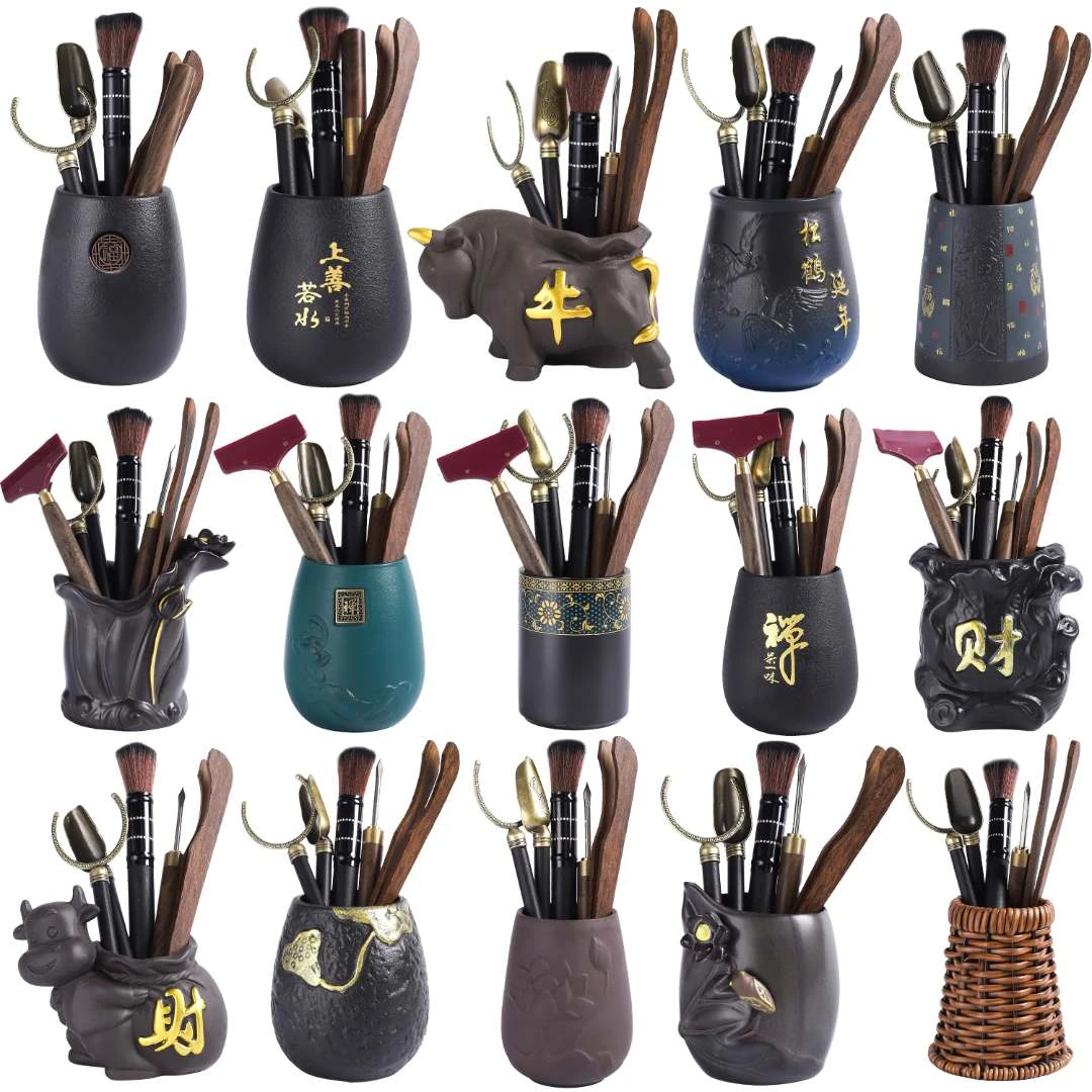 茶道六君子功夫茶具配件泡茶工具茶刀茶夹茶刷便携泡茶神器配件