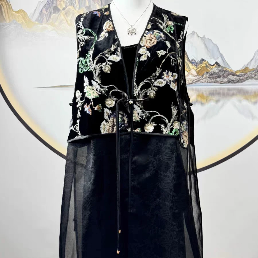 新中式复古桑蚕丝小众披肩外套女夏季轻奢高级感休闲外披6630