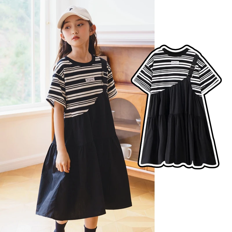 【条纹拼接连衣裙】棉棉舒服透气宽松