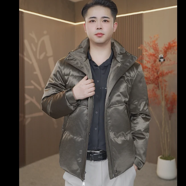 【黑金系列】男女同款专柜顶奢加厚保暖重磅桑蚕丝鹅绒服连帽休闲