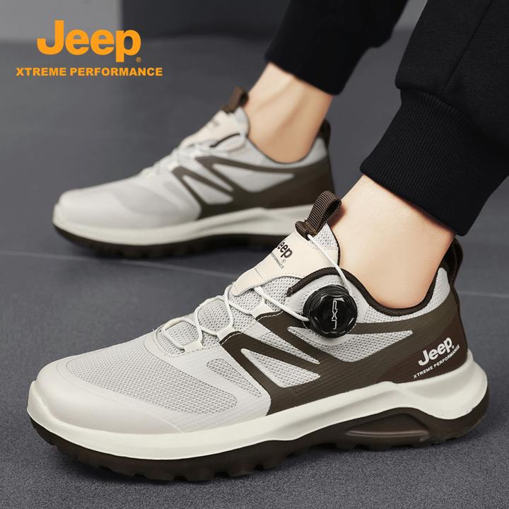 JEEP/吉普男秋季透气薄款网面轻便运动鞋2024新款免系带休闲鞋子