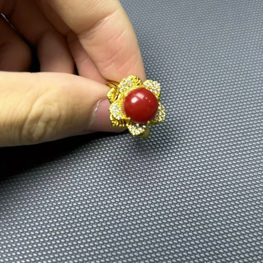 非金属珐琅戒指 红色卡卡花瓣小戒指 A077