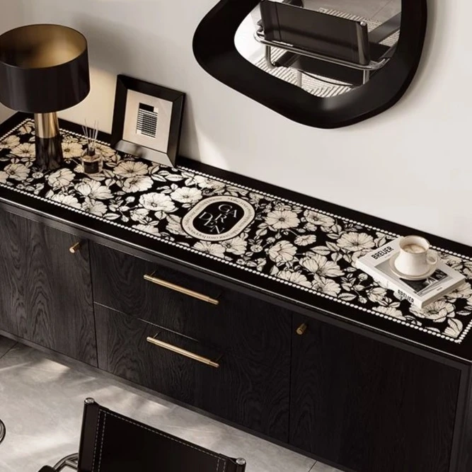 轻奢防水皮革餐边柜电视柜桌面保护垫桌面垫餐边柜垫子桌布高级感