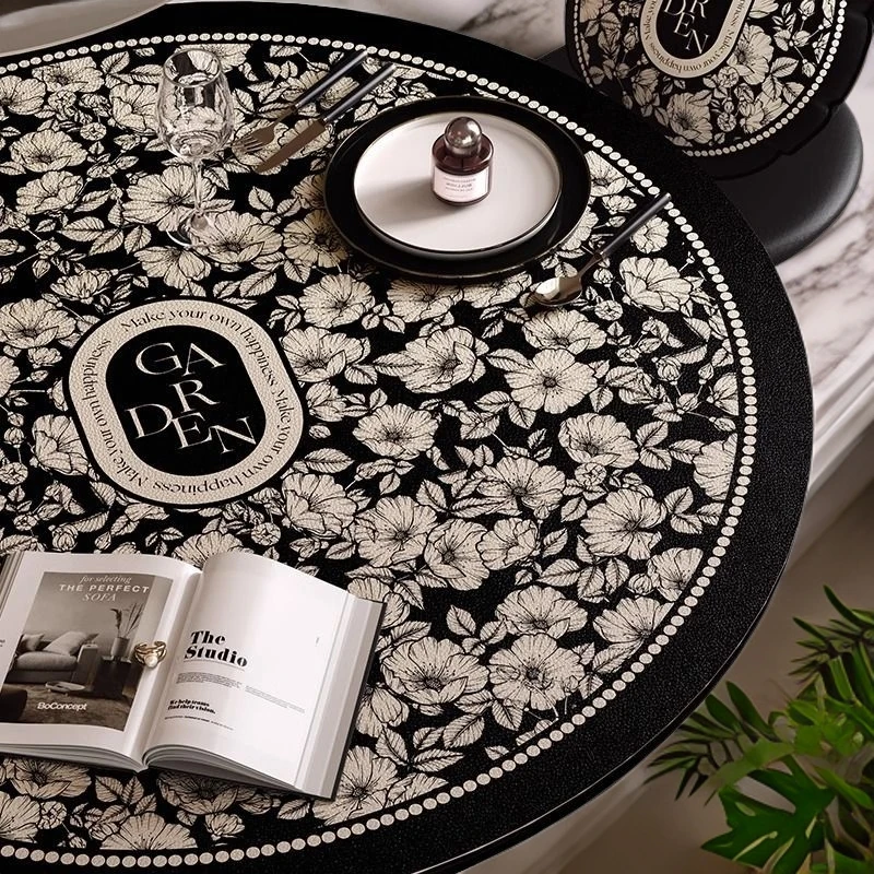 桌布茶几布美式轻奢复古防烫餐桌垫防水家用防油免洗现代简约圆形