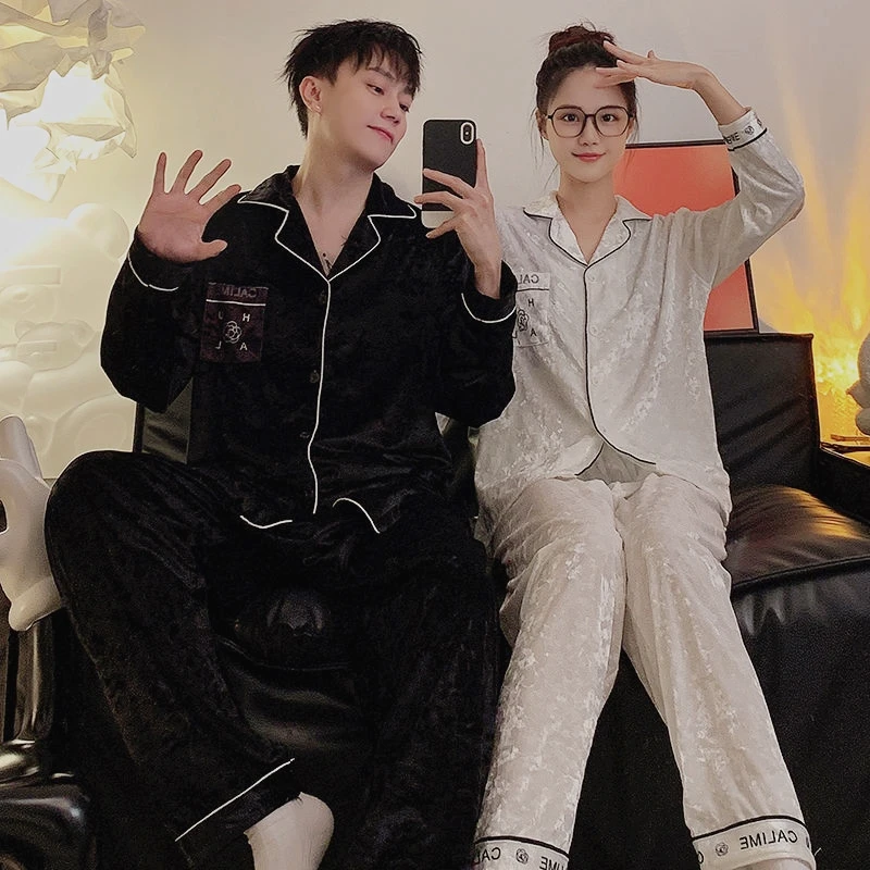 睡衣女款爆款2025新款情侣款男款女款套装金钻绒秋冬款金丝绒睡衣