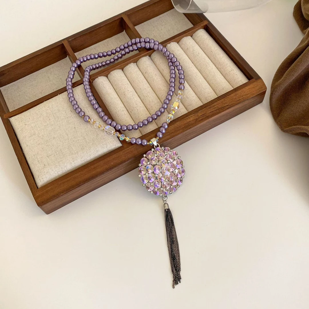 铜合金项链 时尚气质高级轻奢满钻毛衣链HJXL004