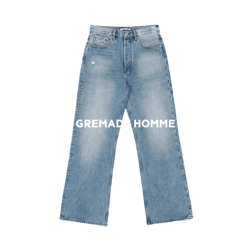 GREMADE 2021M版型洗水黑蓝灰宽松直筒微喇牛仔裤 CLEAN FIT
