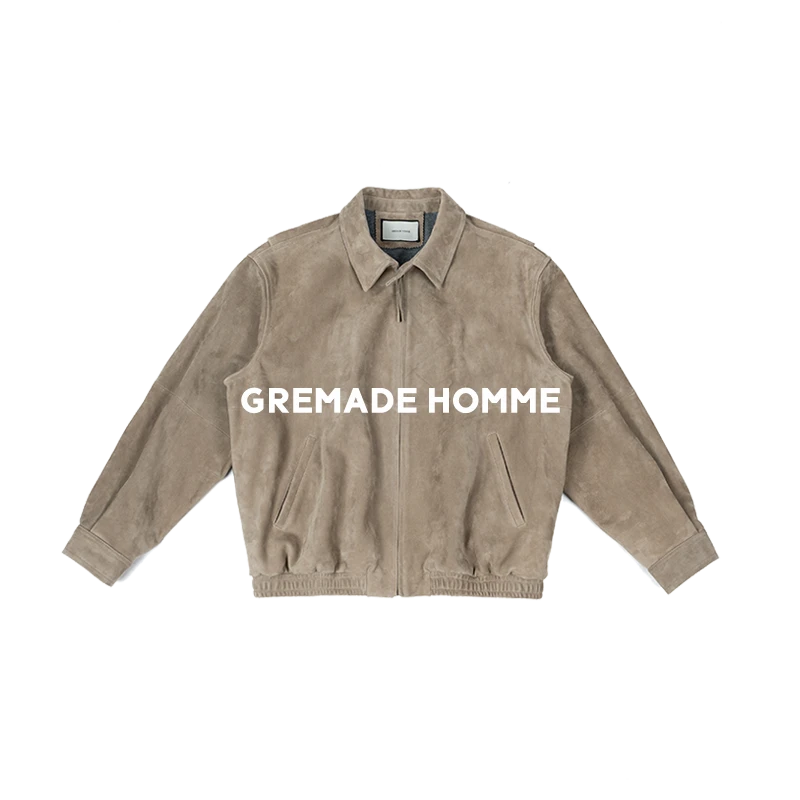 GREMADE ROW风进口土耳其羔羊皮绒面哈灵顿翻领皮衣