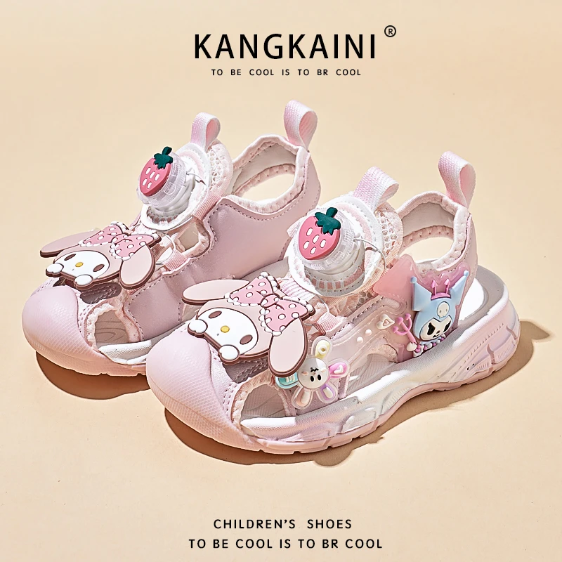 ABC女童库洛米防踢包头凉鞋儿童旋转扣沙滩鞋学生卡通女孩公主鞋
