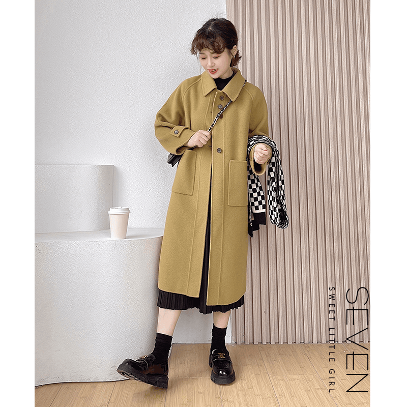 七七146小个子双面呢羊毛大衣女中长款冬季高级感气质毛呢子外套