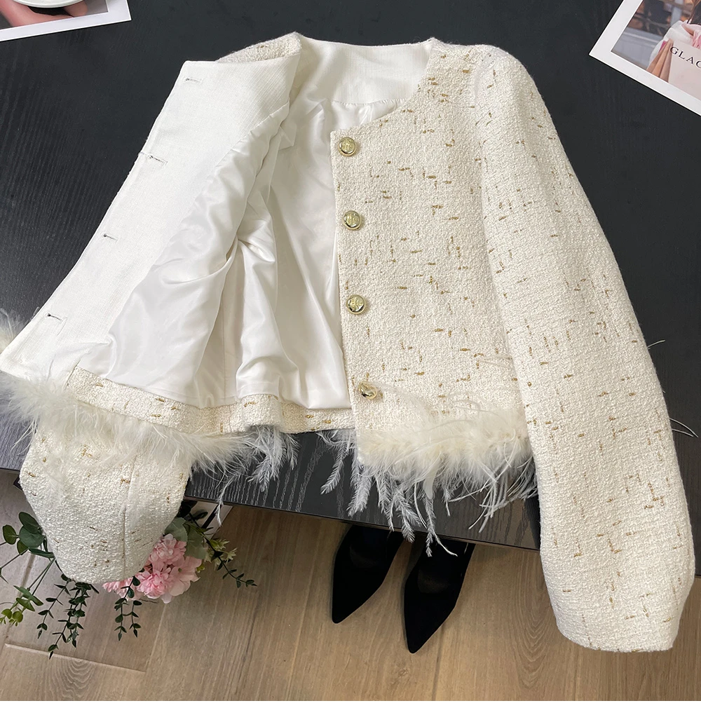 2025春季新款高级感法式轻奢气质名媛白色小香风外套女