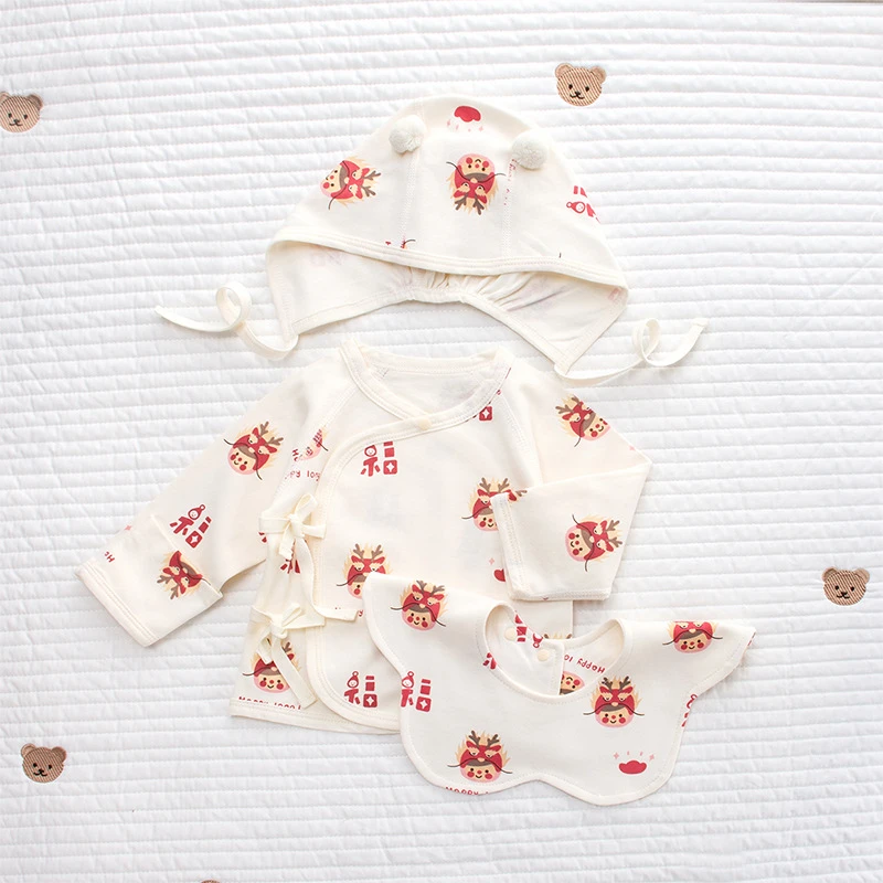 巴拉巴拉喜庆满月婴儿衣服龙宝宝新生的儿半背衣初生a类宝宝上衣5