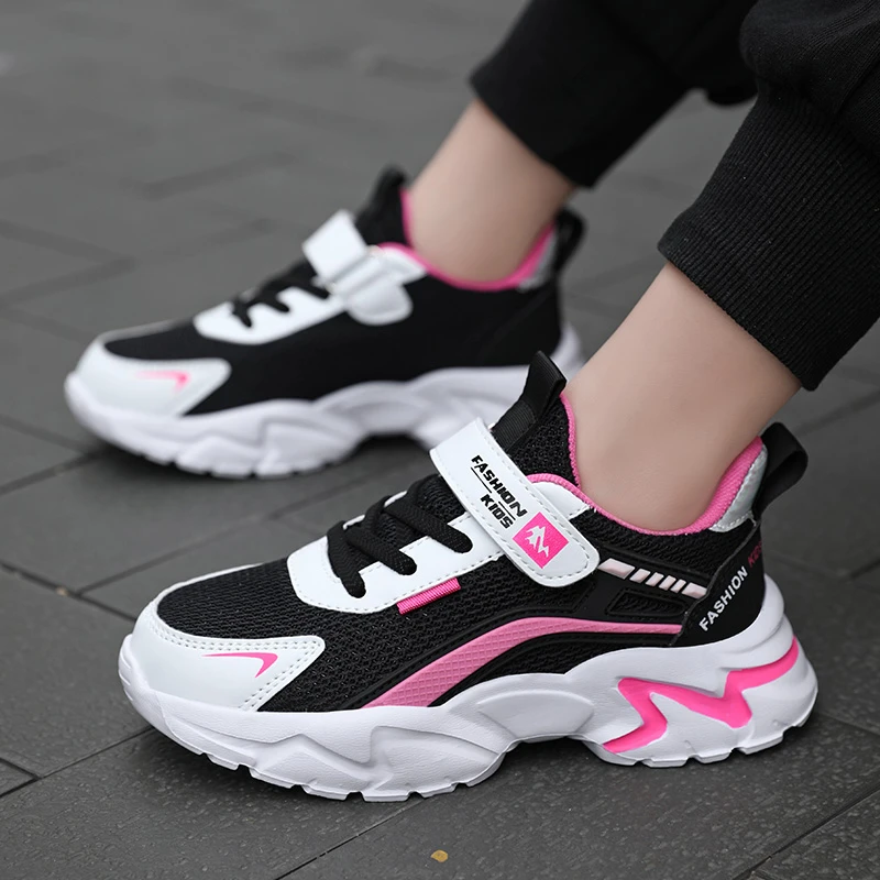 瑞力回女童鞋中大童秋季女宝网面透气小学生儿童运动鞋女孩跑步鞋