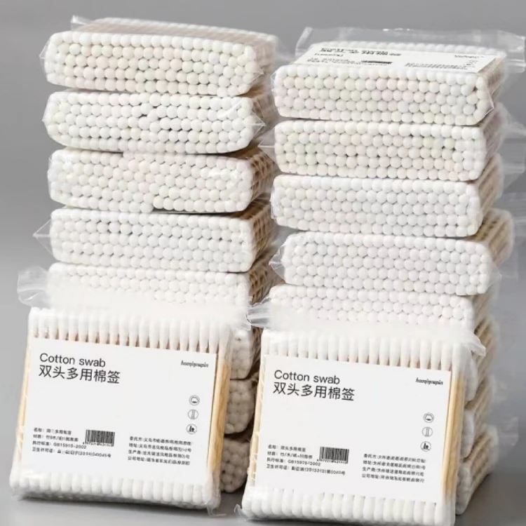 拍1发10袋签双头家用棉棒清洁掏耳勺卫生棉木棒掏耳朵结实无菌