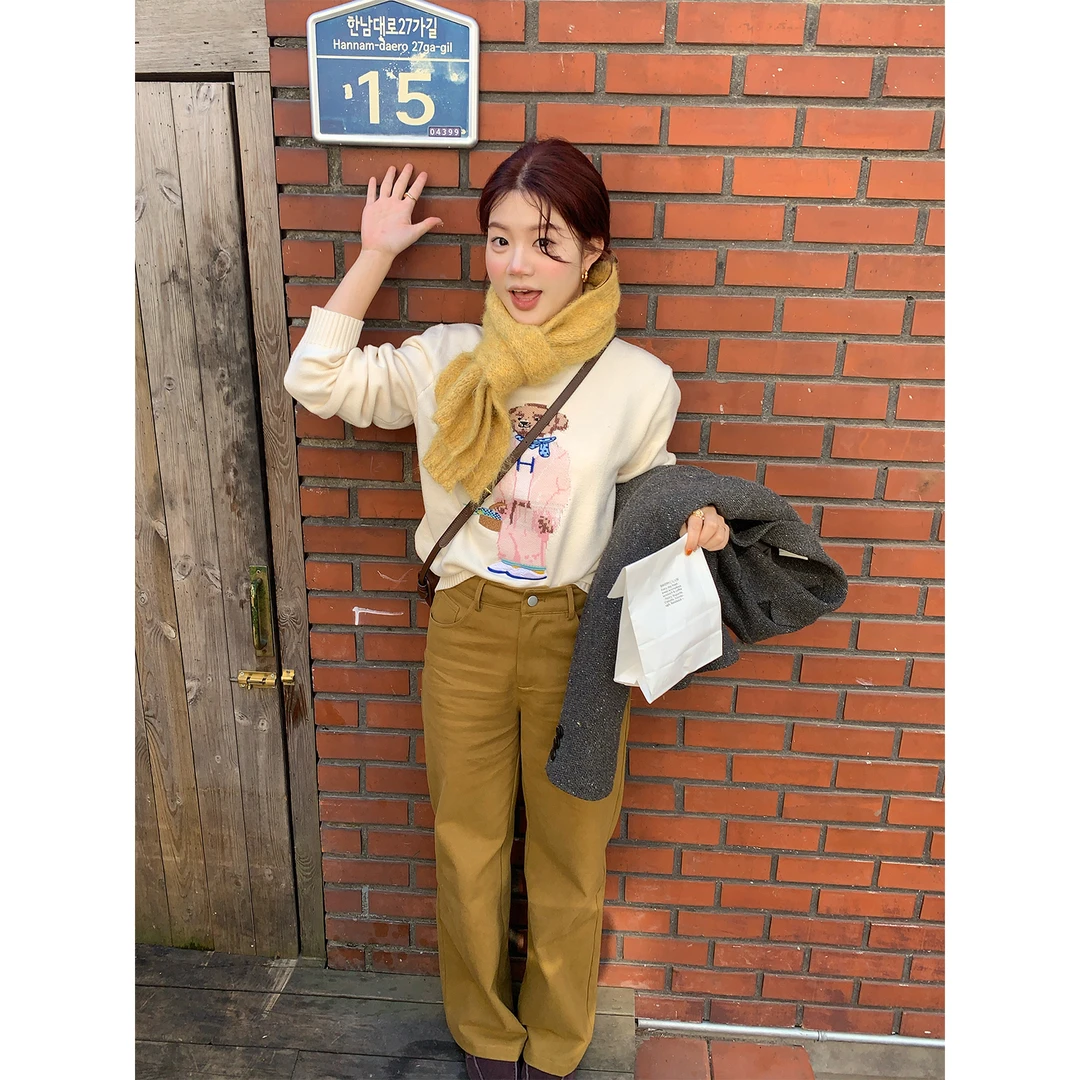 火火火【时髦定律】韩版小众百搭直筒阔腿休闲裤K27117HH44