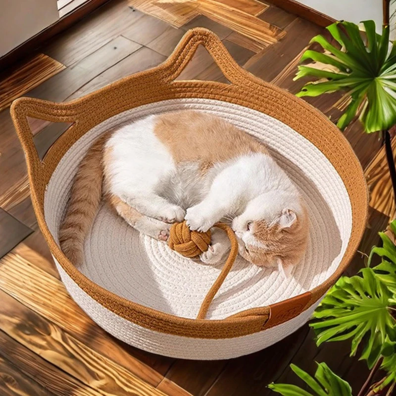 【四季通用】棉麻猫窝可水洗透气凉席沙发猫抓板窝猫咪睡觉专用小床