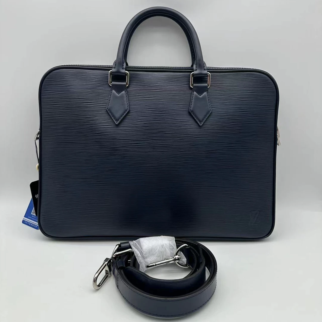 99新 LouisVuitton/路易威登 98新蓝色水波纹手提公文包/1667男士