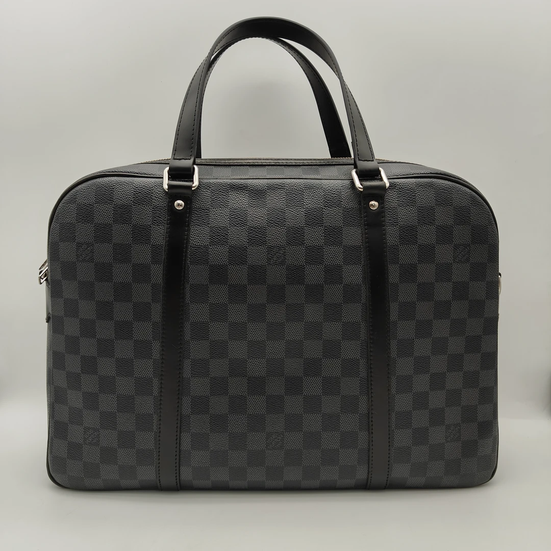 95新 LouisVuitton/路易威登 97新黑棋盘格手提包/男士/商务/1400