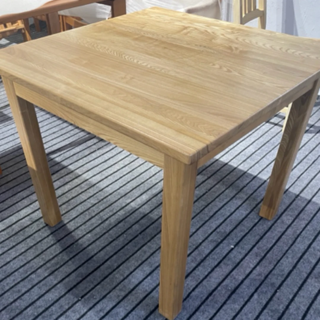 水曲柳90方餐桌桌子简约正方形实木桌无辅料加厚桌面