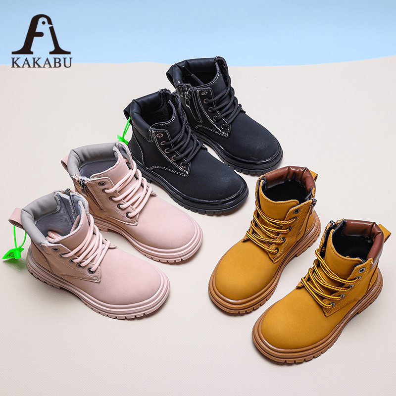 宠粉时尚爆款百搭儿童马丁靴机车风厚底ins高帮男童女童鞋子821