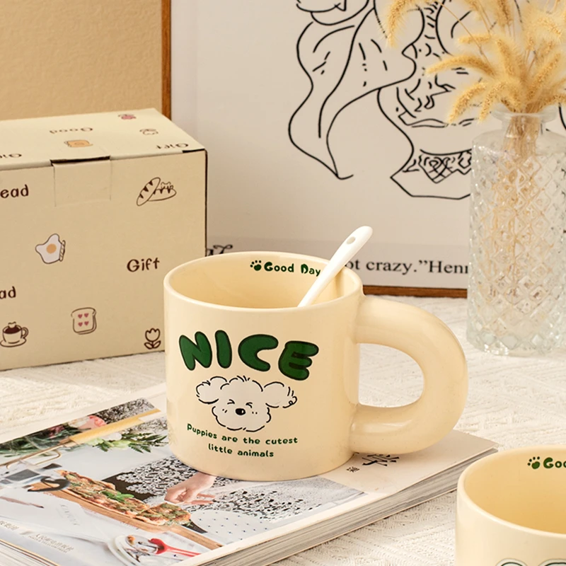 韩风ins奶油小清新小狗马克杯陶瓷杯咖啡杯早餐杯情侣办公室水杯