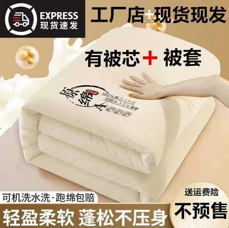 冬被大豆jz纤维被褥【有被芯+被套】双单人学生宿舍保暖透气有被子