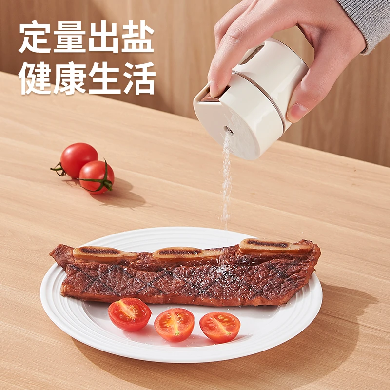 磁吸壁挂可计量控盐瓶厨房定量出盐密封大口径可拆卸调味罐储盐瓶