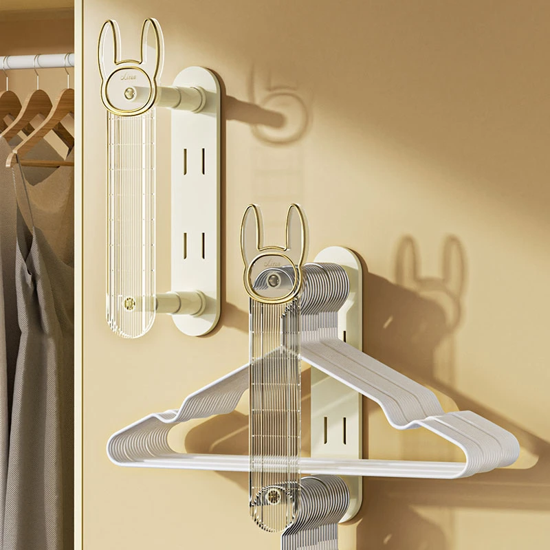 轻奢大兔子衣架收纳架家用多功能鞋子收纳架便携折叠衣架收纳神器