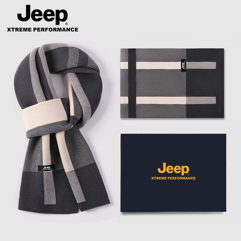 JEEP/吉普冬季新款围巾男保暖百搭生日礼物围脖送男朋友高档礼盒