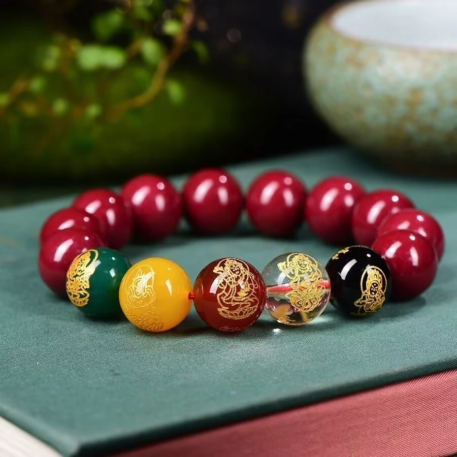 含辰砂工艺品五路财神貔貅手链本命年手串红色吉祥生肖转运手绳