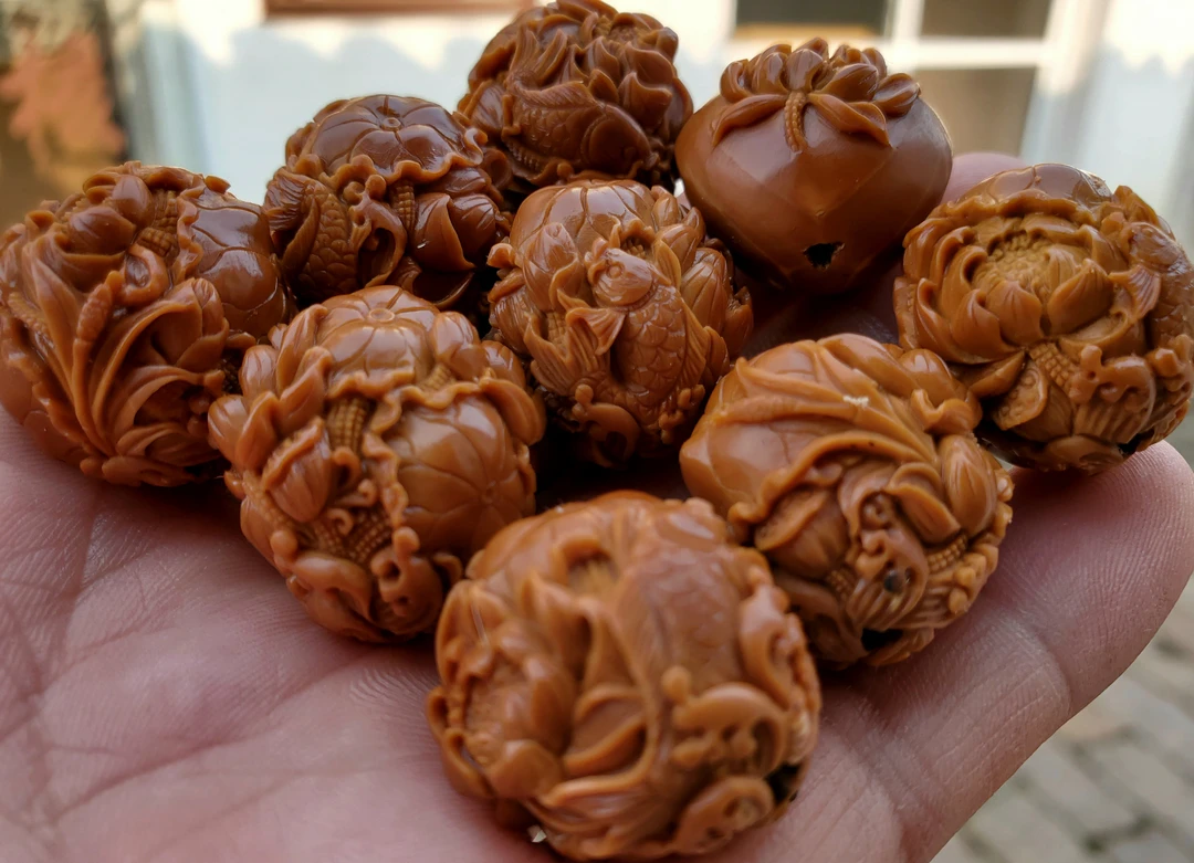 苏工纯手工铁核年年有鱼金玉满堂2.2梅林铁核荷花鱼手串