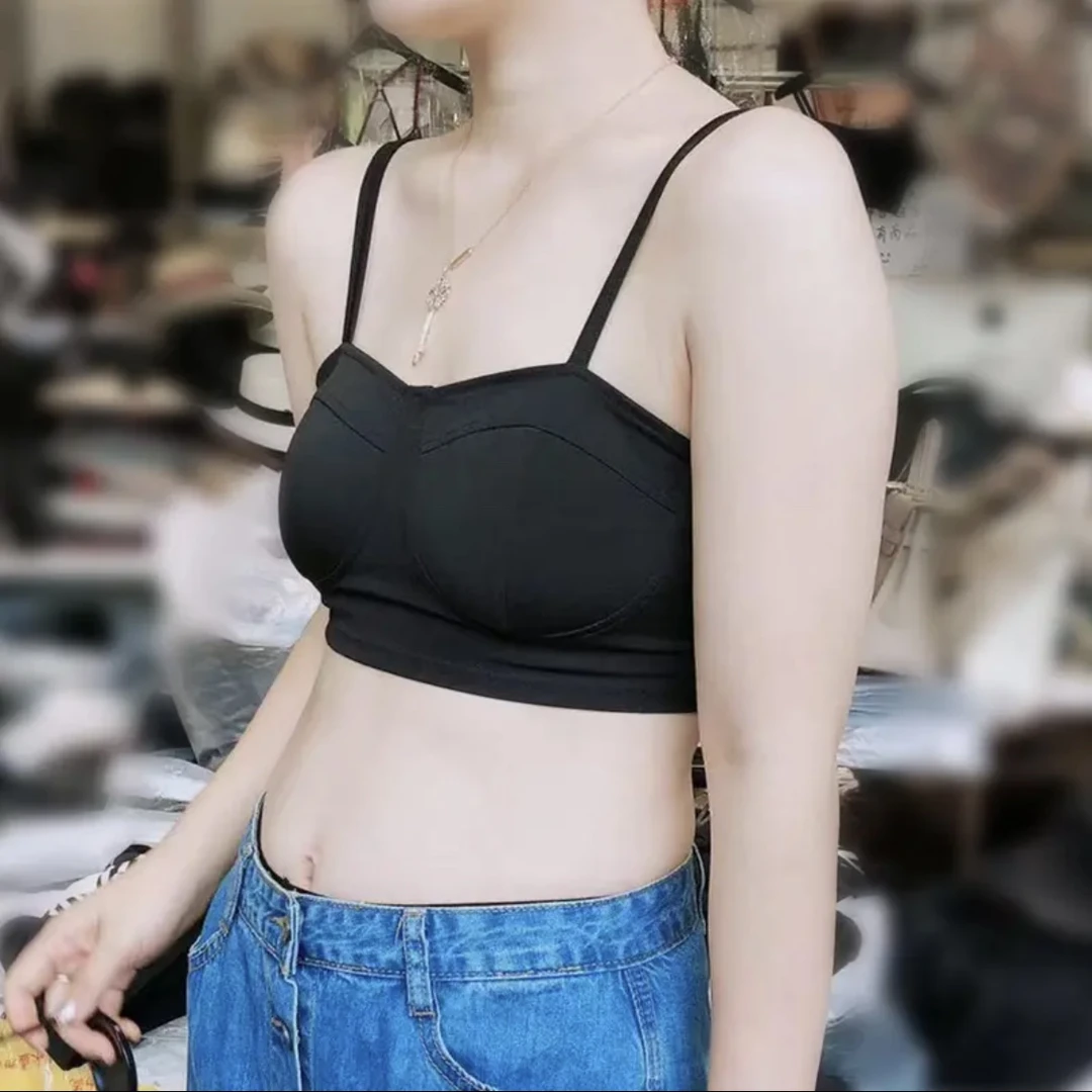洋气美背防走光网红打底背心吊带女士夏季高腰遮肚子挂脖