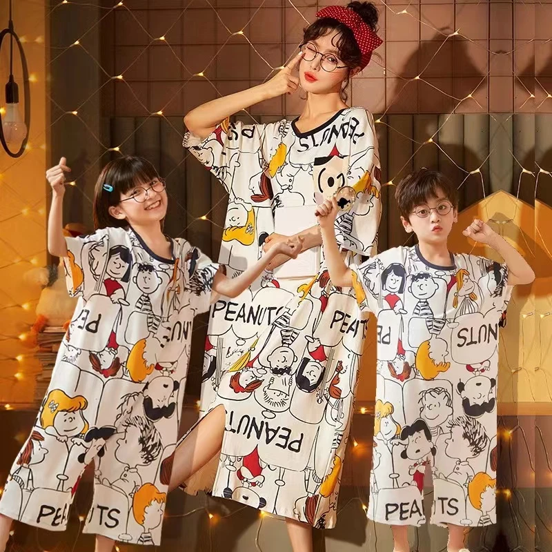 亲子款连体家居四季儿童宝妈宽松连体衣睡衣睡裙