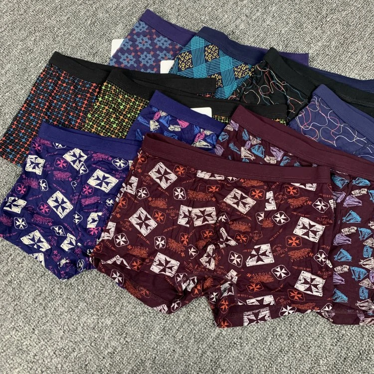 F2565男装花色微弹修身平角内裤