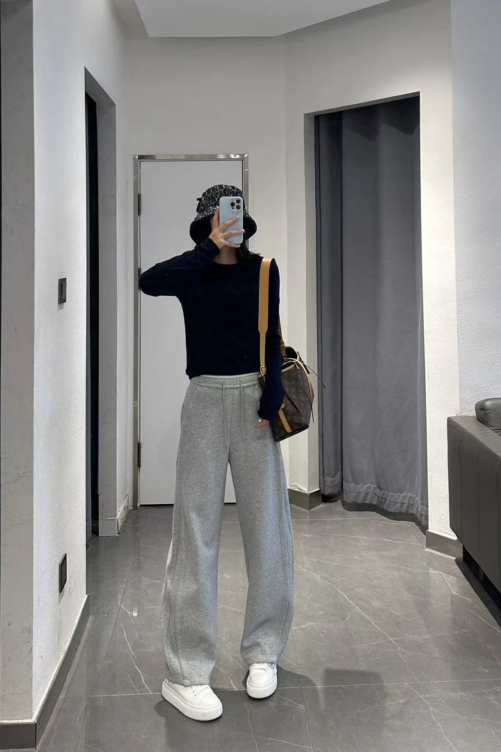 A8266加绒直筒阔腿裤百搭宽松显瘦休闲长裤