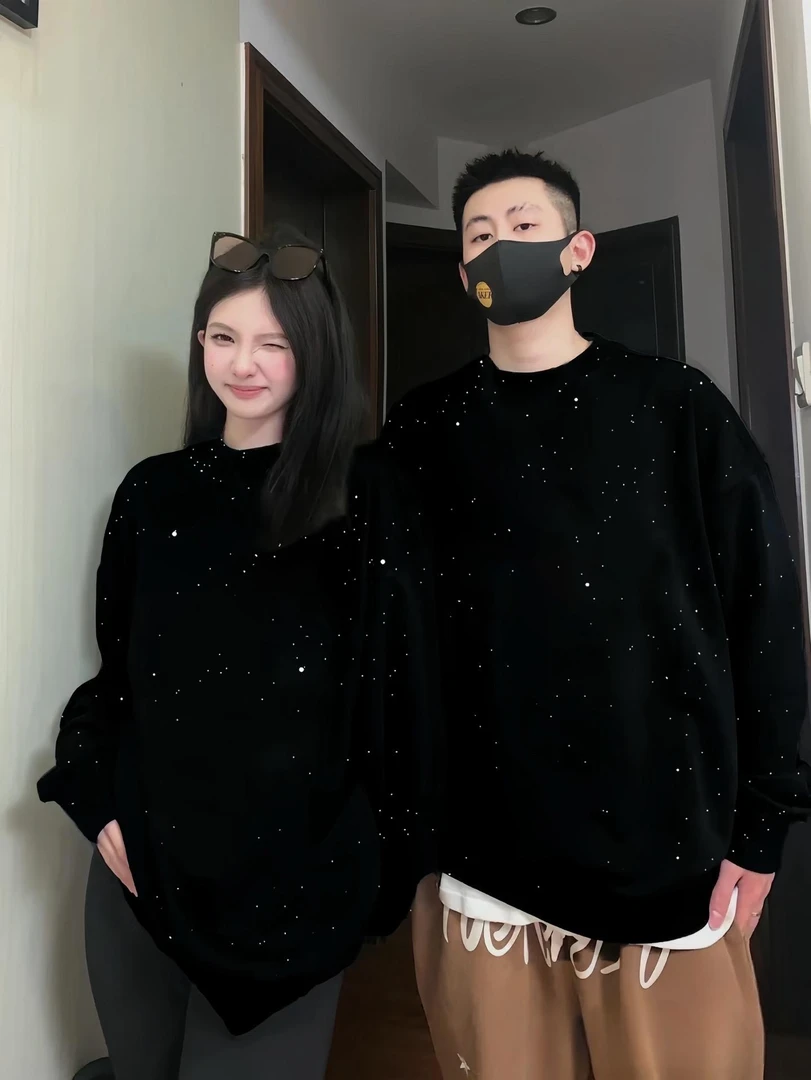 满天星卫衣男女装连帽秋冬美式复古宽松气氛感情侣款潮流百搭上衣