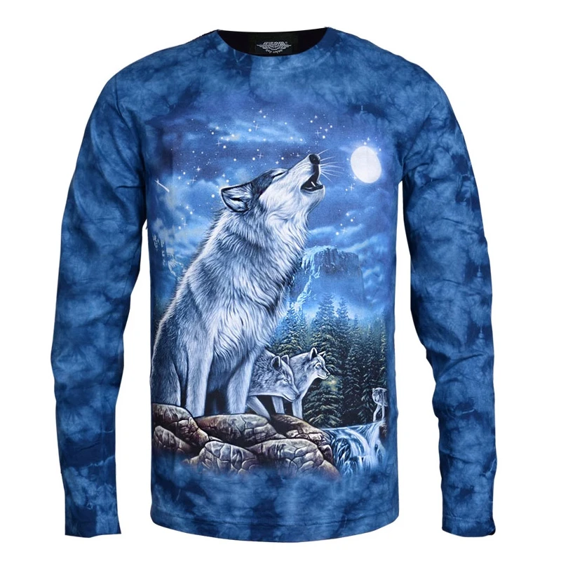 ROCK EMPIRE/摇滚帝国天狼啸月 长袖夜光 蓝色扎染限量款男士
