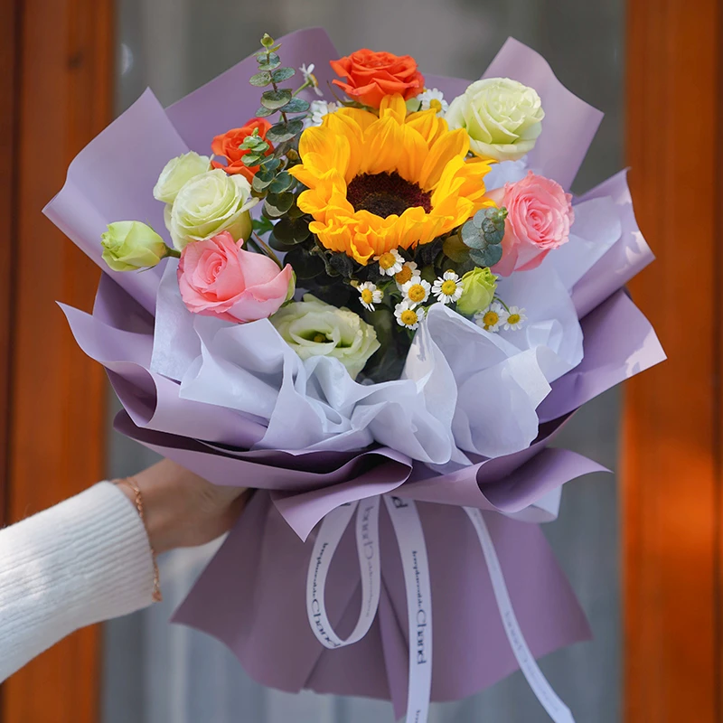 【祝福必备❤】1朵向日葵2朵粉玫瑰混搭节日生日礼物送老师送女友鲜花花束全国鲜花订购同城配送花店鲜花小时达