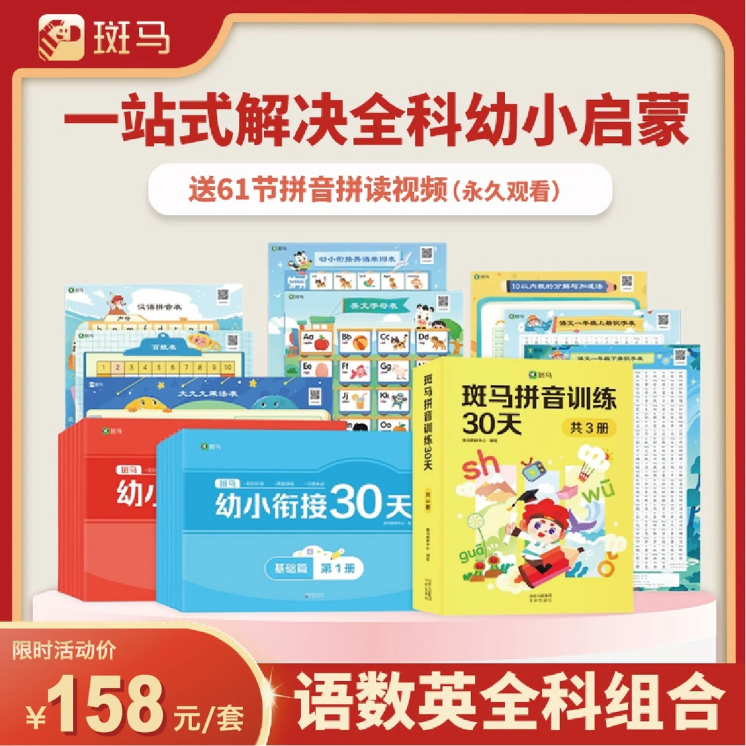 斑马大班幼小衔接组合拼音学习+幼小衔接学练组合大班礼包【达人】