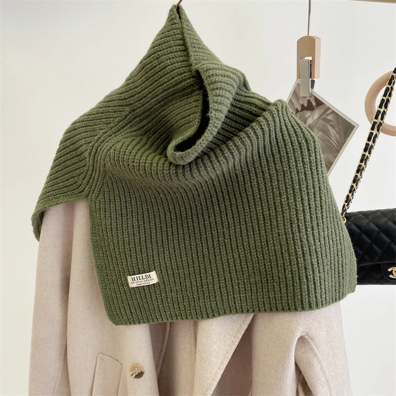 披肩女秋冬季外搭保暖套头围脖高领开叉围巾针织搭肩韩版洋气斗篷