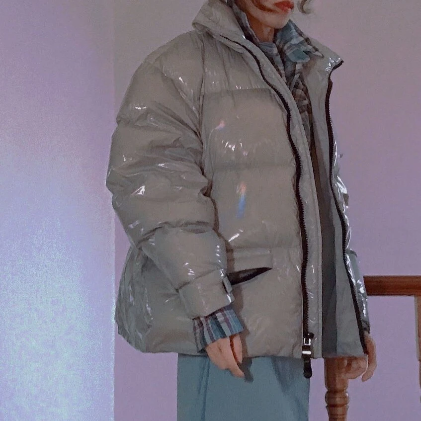 特亏90白鸭绒亲子情侣男女同款免洗厚版幻彩大朵羽绒外套面包服