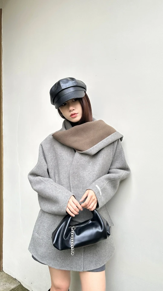 斗篷款➕围巾羊绒大衣