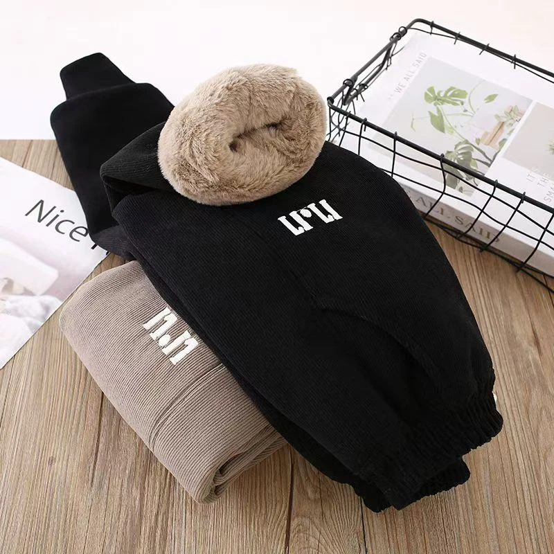 【加厚反季】秋冬款加绒刺绣中大童运动裤-儿童裤 N.N冬季保暖外穿