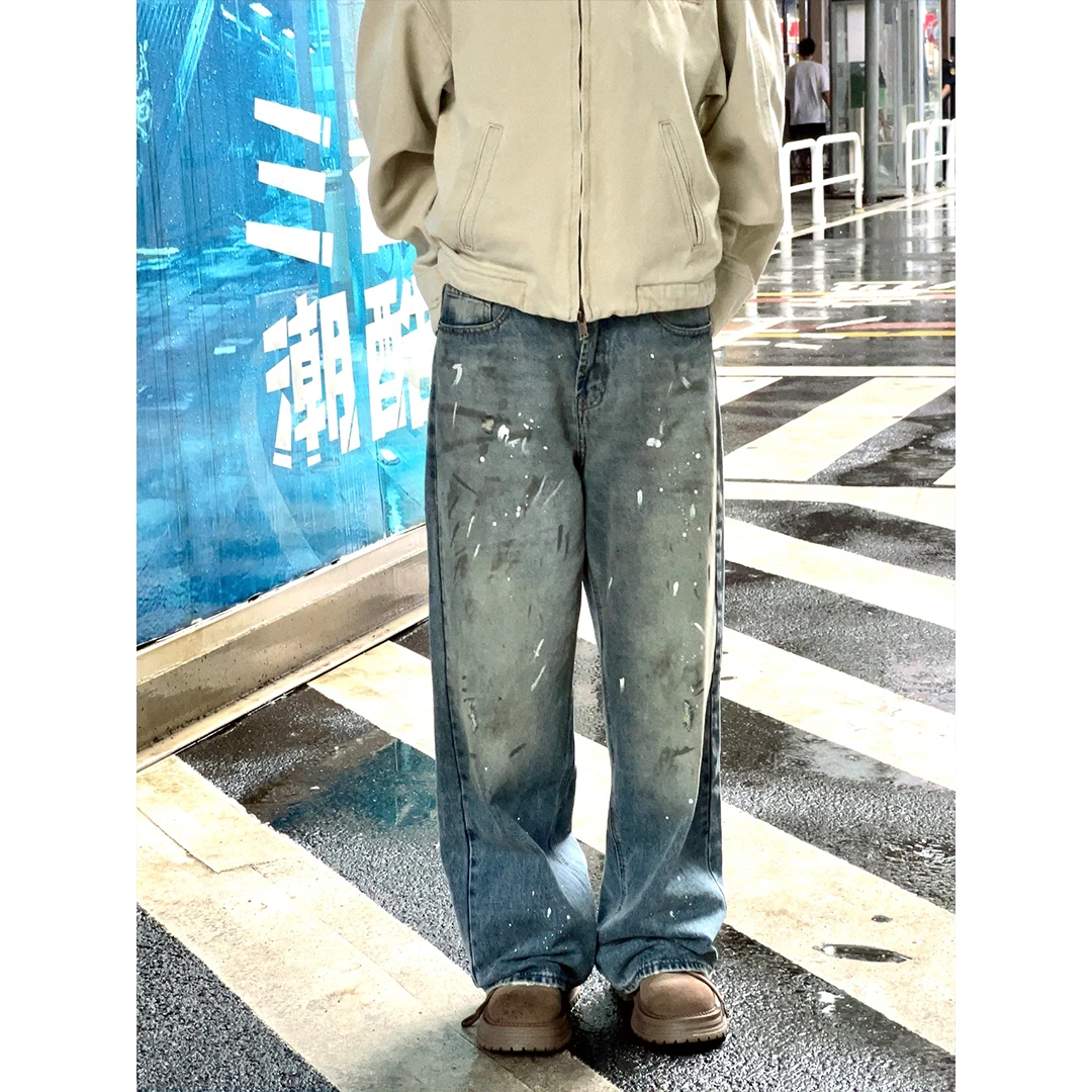 方块儿 复古美式休闲牛仔裤