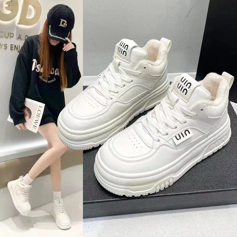 新款百搭韩板平底运动休闲加绒板鞋小白鞋 2316  CF