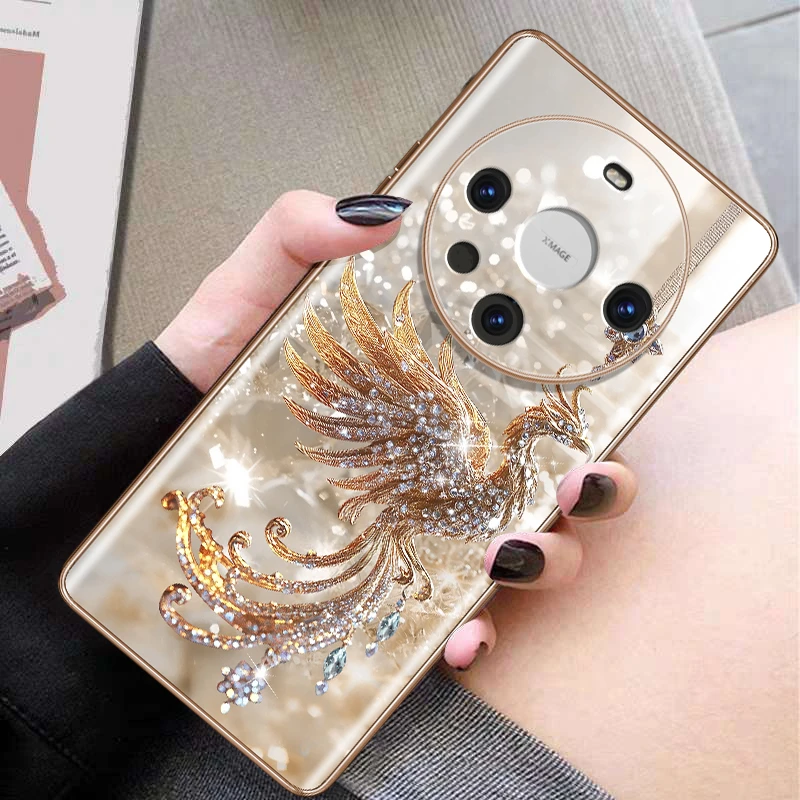 香槟金碎钻凤凰适用华为mate70手机壳mate60pro新款50高档40e网红